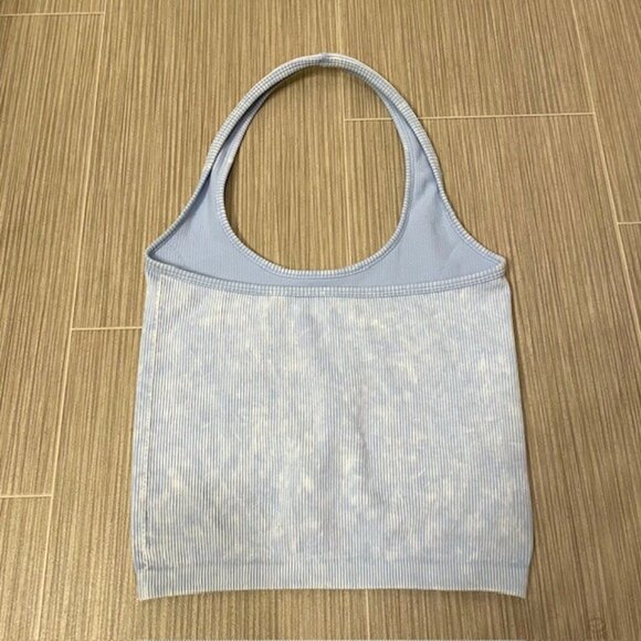 American Eagle Ribbed Halter Tank Top Size Medium Light Blue - Picture 3 of 14